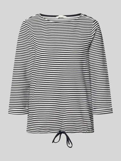 Produktfoto, Relaxed Fit 3/4-Shirt aus Baumwoll-Mix von Tom Tailor met all-over streeppatroon, sierknopen, tunnelkoord, katoenmix