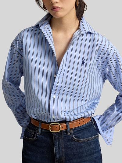 Polo Ralph Lauren Relaxed Fit Hemdbluse aus reiner Baumwolle mit Logo-Stitching Hellblau 3