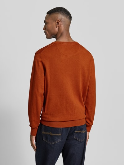 bugatti Strickpullover mit gerippten Abschlüssen Orange 5