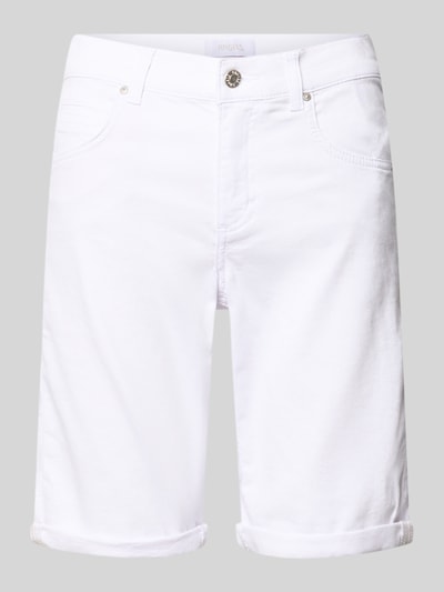 Produktfoto, Jeansshorts mit Eingrifftaschen von Angels aus weißem Baumwoll-Elasthan-Mix, Regular-Fit, Umschlag, Bundweite 39 cm, Innenbeinlänge 27 cm, Größe 36