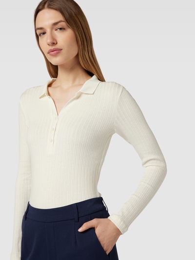 Marc O'Polo Longsleeve mit Feinripp mit Streifenmuster Offwhite 3