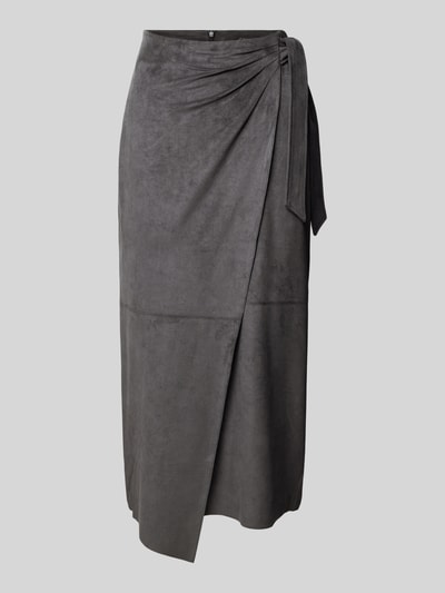 s.Oliver BLACK LABEL Taillierter Rock in Lederoptik mit Knotendetail Anthrazit 2