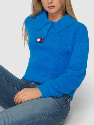 Tommy Jeans Strickpullover mit Kentkragen Royalblau 3