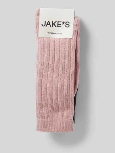 Jake*s Casual Socken mit geripptem Abschluss Rosa 3