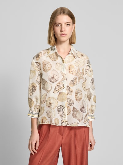 Marc Cain Bluse aus Leinen-Mix mit 3/4-Arm Offwhite 4