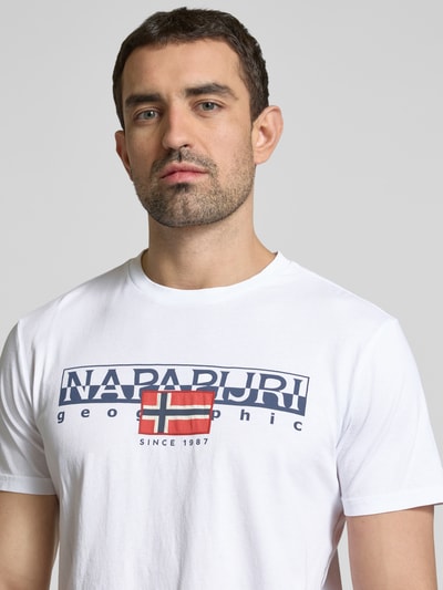 Napapijri T-Shirt mit Label-Print Modell 'AYLMER' Weiss 3