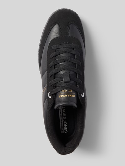 Produktfoto, Sneaker mit Logo-Prägung Modell 'Kleen' von Jack & Jones in Schwarz, abgerundete Passform, Schnürverschluss, profilierte Sohle, Absatzhöhe 3 cm, Schafthöhe 7 cm, Schaftweite 9 cm, Herren Sneaker