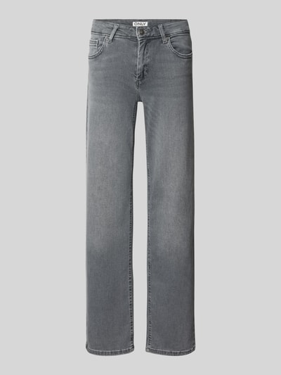 Produktfoto, grijze straight fit jeans uit katoenmix Straight Fit Jeans aus Baumwoll-Mix Modell 'BLUSH' van ONLY, dames straight fit jeans