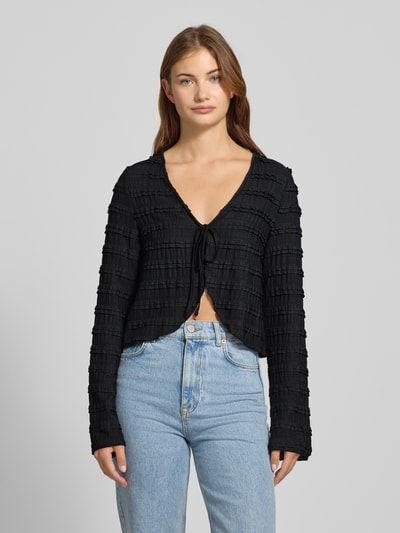 Pieces Regular fit cardigan met kanten details, model 'ANINE' Zwart - 4