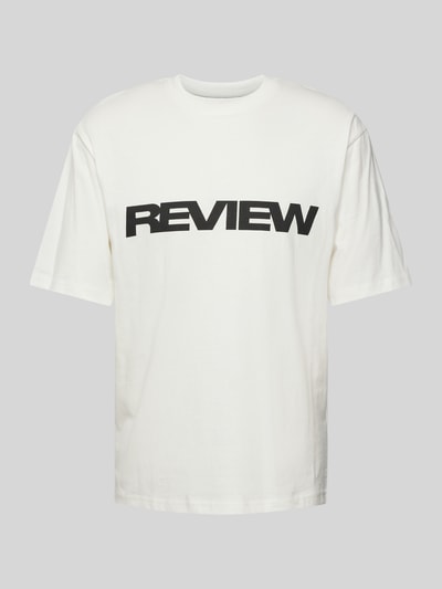 REVIEW T-shirt z nadrukiem z logo Złamany biały 2