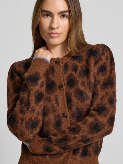 Scotch & Soda Kurtka z dzianiny z okrągłym dekoltem i listwą guzikową Średniobrązowy 3