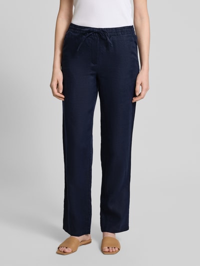 Christian Berg Woman Straight Leg Leinenhose mit Tunnelzug Dunkelblau 4