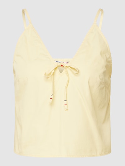 Tommy Jeans Top met V-hals, model 'POPLIN' Lichtgeel - 2