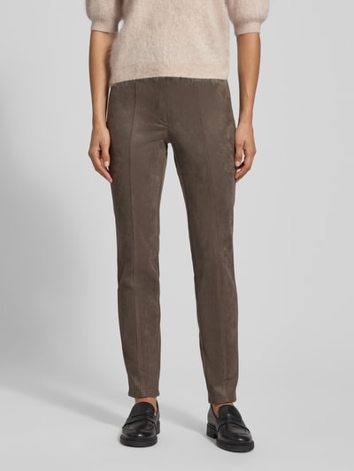 Betty Barclay Spodnie z imitacji skóry ze szwami podłużnymi Szarobrązowy 4