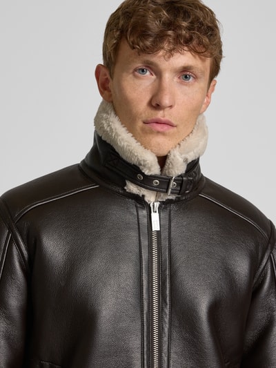 JAKE*S STUDIO MEN Regular Fit Jacke mit Kunstfellkragen Dunkelbraun 3