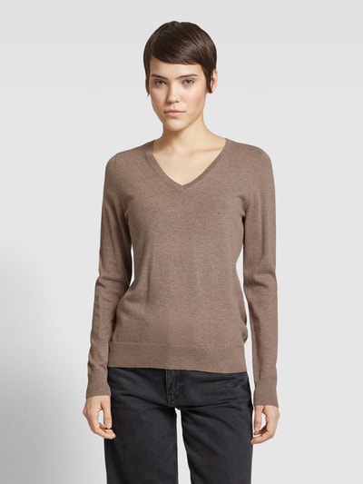 Montego Strickpullover mit V-Ausschnitt Taupe Melange 4