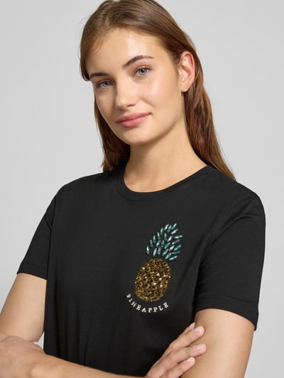 ONLY Regular Fit T-Shirt mit Ziersteinbesatz Modell 'KITA' Black 3