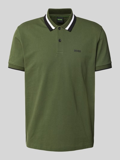 BOSS Green Regular Fit Poloshirt mit Label-Print Modell 'Paddy' Dunkelgruen 2