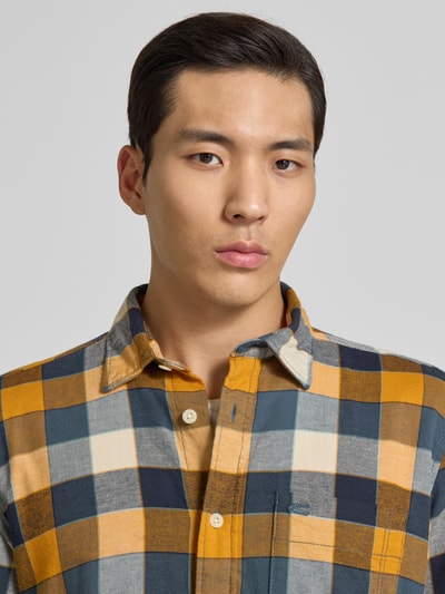 camel active Regular fit vrijetijdsoverhemd van flanel met labelstitching Oranje - 3