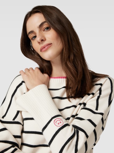 Frieda & Freddies Gebreide pullover met streepmotief Offwhite - 3