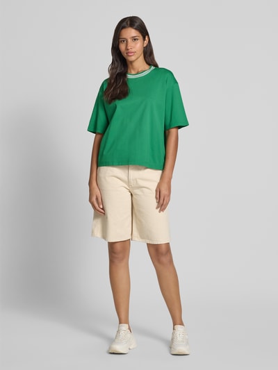 Jake*s Casual Oversized T-Shirt mit geripptem Rundhalsausschnitt Grass 1