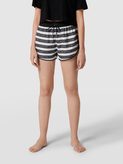 Balmain Shorts mit Allover-Label-Print Schwarz 4