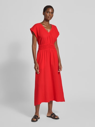 GAP Midiikleid mit V-Ausschnitt und Volantärmeln Rot 1