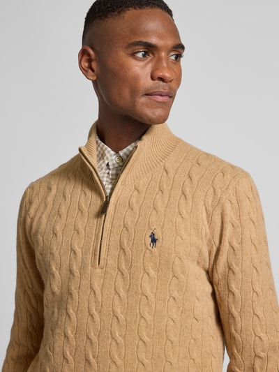 Polo Ralph Lauren Gebreide pullover van een mix van katoen en kasjmier met opstaande kraag Camel - 3