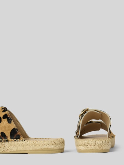 Espadrij Slides mit Dornschließe Modell 'Claquette' Mittelbraun 2