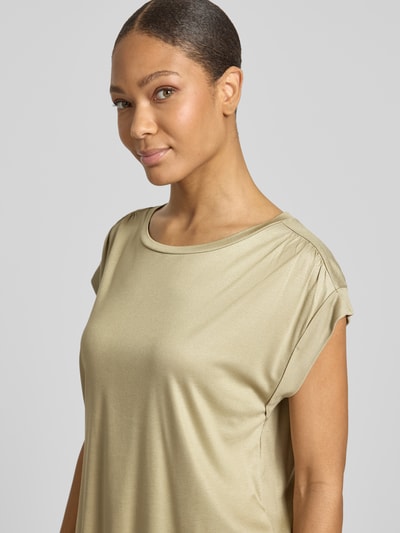 OPUS T-shirt met gefixeerde mouwomslag model 'Sosilla' Olijfgroen - 3