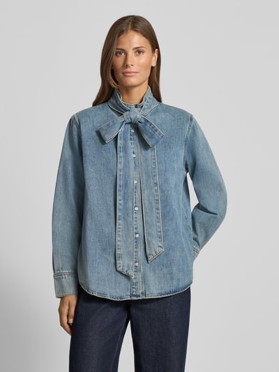 SUNCOO PARIS Regular fit jeansblouse met strikdetail, model 'LAOS' Lichtblauw - 4