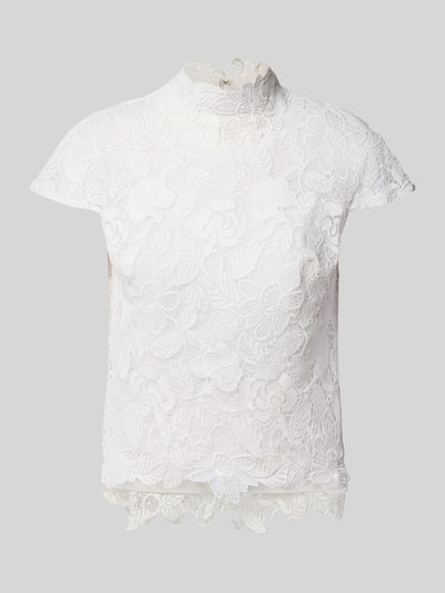 Luxuar Slim Fit Blusenshirt mit Häkelspitze Offwhite 2