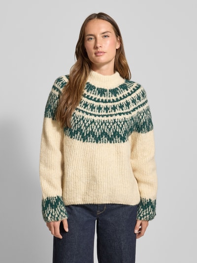 YAS Sweter z dzianiny o luźnym kroju ze stójką model ‘YASLIRI’ Złamany biały 4