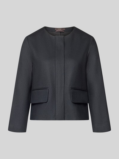 Produktfoto, dunkelgrauer Slim Fit Blazer mit verdecktem Reißverschluss und Pattentaschen aus Baumwoll-Mix von windsor.