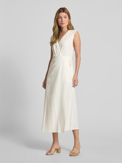 GUIDO MARIA KRETSCHMER WOMAN Wickelkleid aus Leinen-Mix mit V-Ausschnitt Modell 'GINA' Weiss 1