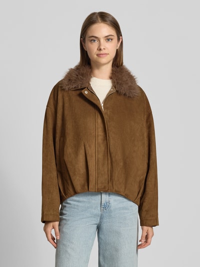 REVIEW kurtka o kroju relaxed fit z obszyciem ze sztucznego futra Orzechowy 4