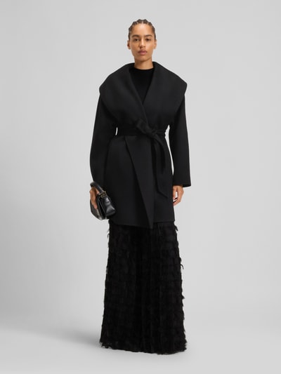 BOSS Regular fit lange wollen jas met sjaalkraag, model 'CARIBY' Zwart - 1