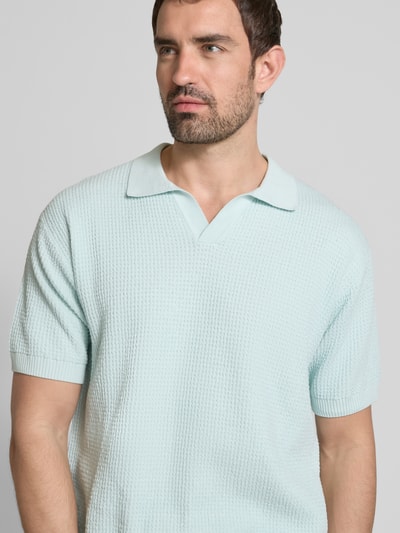 BOSS Orange Poloshirt mit gerippten Abschlüssen Hellblau 3