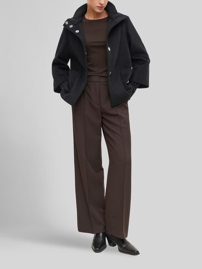 s.Oliver BLACK LABEL Webpelzjacke mit geripptem Stehkragen Black 1