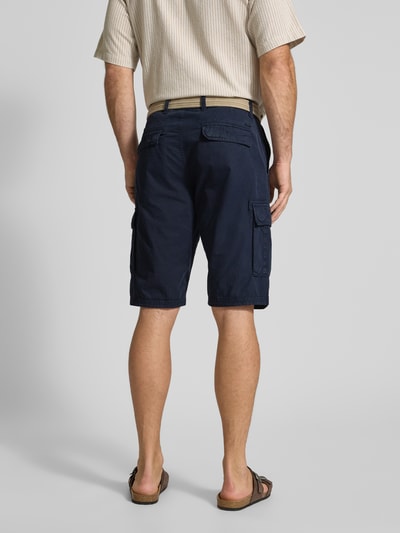 Lerros Korte regular fit cargobroek met riem Donkerblauw - 5