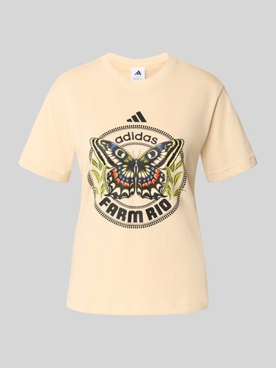 adidas Sportswear T-Shirt mit Motiv-Print und Rundhalsausschnitt Beige 2