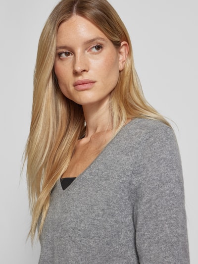 S.Marlon Kasjmier pullover met afgeronde V-hals Middengrijs - 3