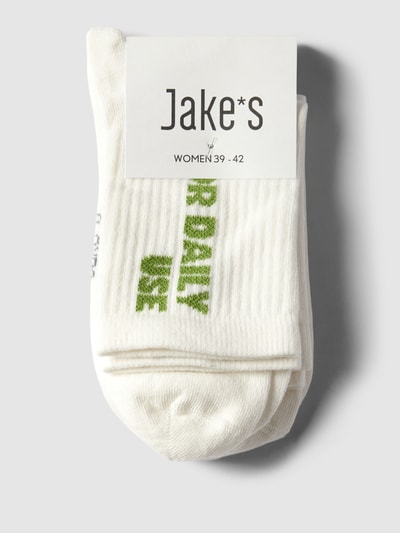 Jake*s Casual Socken mit Label-Print Weiss 3