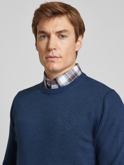 Christian Berg Men Strickpullover mit Woll-Anteil und Rundhalsausschnitt Metallic Blue Melange 3