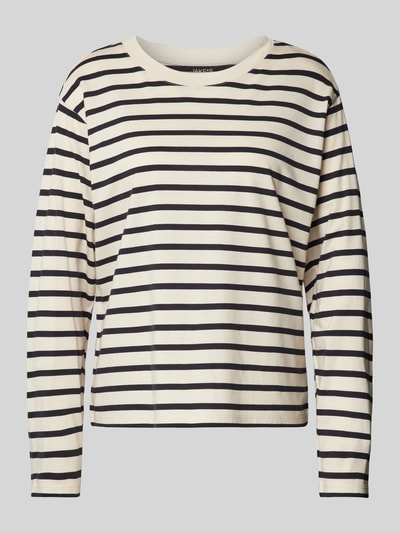 Jake*s Casual Longsleeve mit geripptem Rundhalsausschnitt Ecru 2