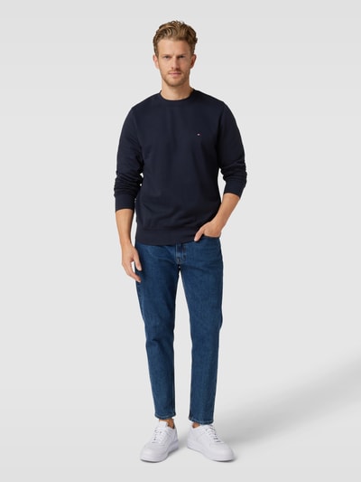 Tommy Hilfiger Gebreide pullover met labelstitching Marineblauw - 1