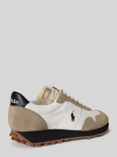 Produktfoto, Sneaker mit Schnürverschluss Modell 'PRL TRAIL 125' von Polo Ralph Lauren, biel i beż, skóra i materiał, zaokrąglony nosek, detale z logo, strukturalna podeszwa, wysokość obcasa 4 cm w rozmiarze 40, wysokość cholewki 8 cm w rozmiarze 40, szerokość w rozmiarze 40: 7 cm