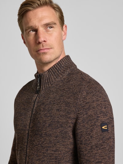 camel active Slim Fit Strickjacke Modell 'Mouline' Dunkelbraun 3