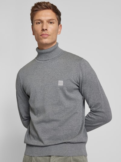 BOSS Orange Rollkragenpullover mit Label-Detail Modell 'Akiro' Mittelgrau 3