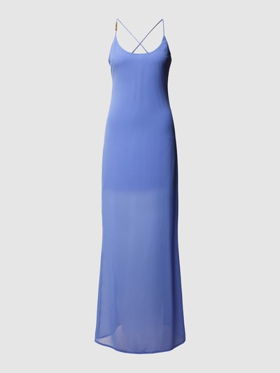 Review Długa sukienka z siateczki na cienkich ramiączkach Purpurowy 2